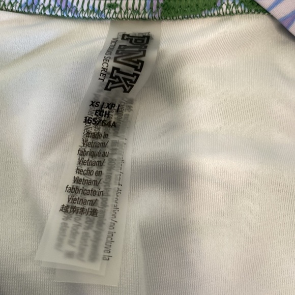 VS Pink V Crossover High-Waist Bikini Bottom Forest Pine Hibiscus - Picture 10 of 12